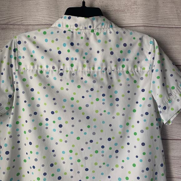 Vintage Studio Works Polka Dot Button Up Shirt Short Sleeve Size Medium - Picture 5 of 15